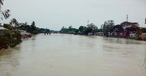 হবিগঞ্জে বিপদসীমার ওপরে খোয়াই নদীর পানি