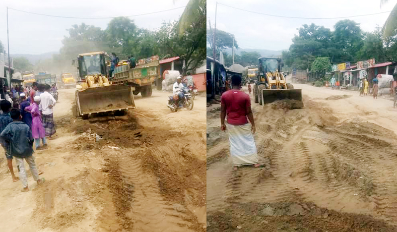 জাফলংয়ে স্বেচ্ছাশ্রমে রাস্তা সংস্কার