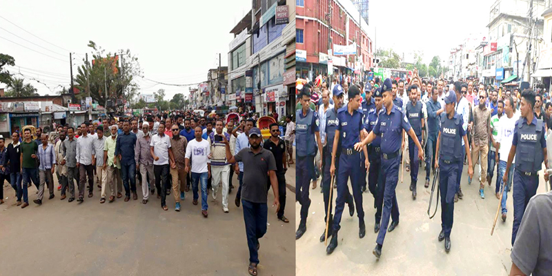 সুনামগঞ্জে বিএনপির বিক্ষোভ মিছিলে পুলিশের বাধা