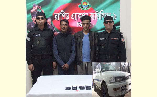 সিলেটে বিপুল পরিমান ইয়াবাসহ ২ মাদক ব্যবসায়ী আটক, প্রাইভেট কার জব্দ