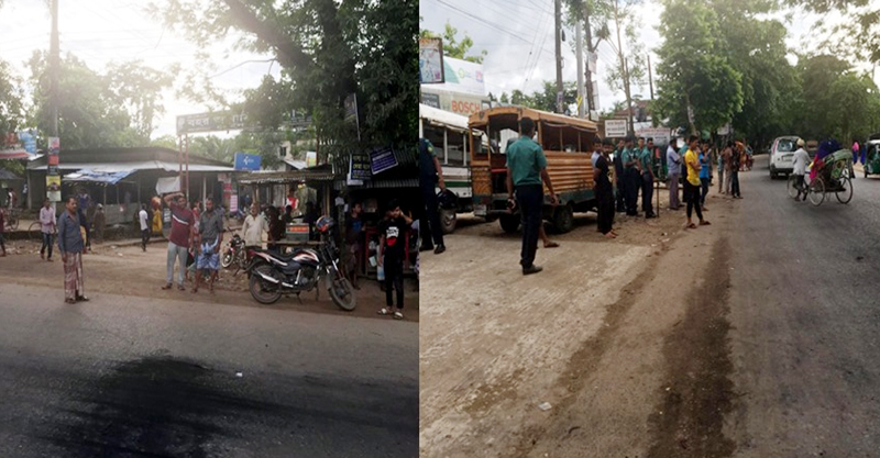 খাদিমনগরে পশুর হাট বসানোর দাবিতে ঘণ্টাব্যাপী সড়ক অবরোধ