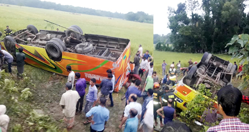 জকিগঞ্জে নিয়ন্ত্রণ হারিয়ে বাস খাদে, নিহত ৩ আহত ৪০