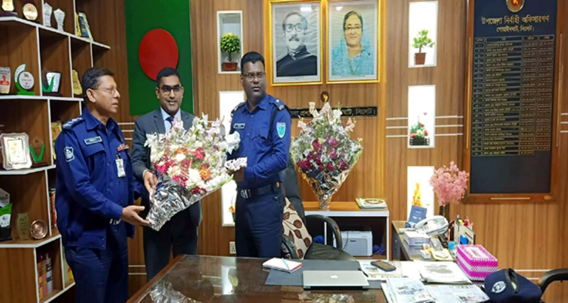 ইউএনও নাযমুস সাকিবকে বরণ করলো গোয়াইনঘাট থানা পুলিশ