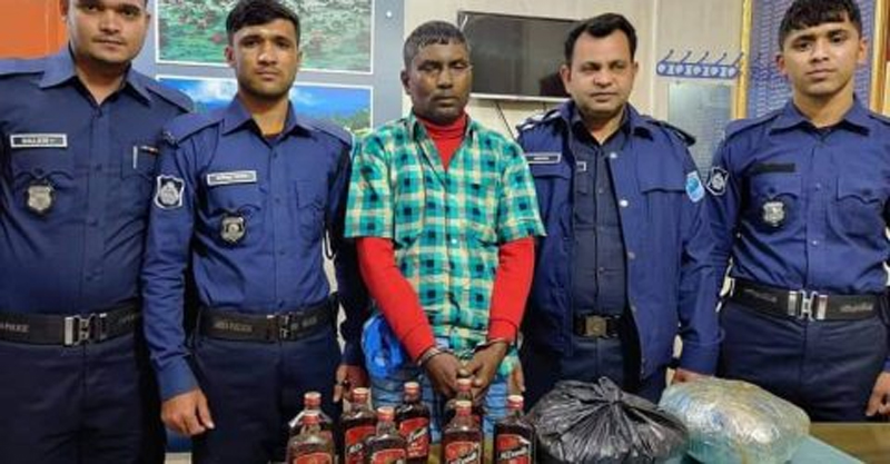 জৈন্তাপুরে মদ ও গাজাসহ আটক ১