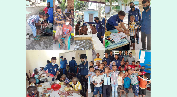 বিশ্বনাথ থানা পুলিশের মহতি উদ্যোগে নতুন কাপড় ও খাবার পেল পথশিশুরা
