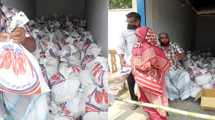 সিলেট এয়ারপোর্ট কাকুয়ার পারে প্রবাসী জিয়া উদ্দিন’র ৩৫০ পরিবারে খাদ্য সহায়তা প্রদান