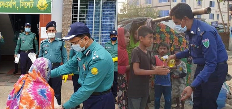 করোনা সংকটে সিলেটে অসহায়দের পাশে মানবিক পুলিশ