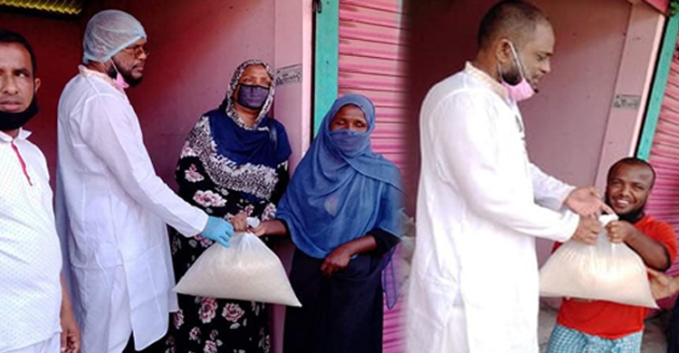 পিরেরবাজারে অসহায় পরিবারে সরকারি ত্রাণ বিতরণ