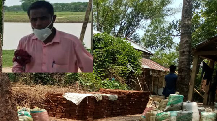 দোয়ারাবাজারে ইউপি সদস্য গেদু মিয়া’র বাড়িতে রাস্তার ইট