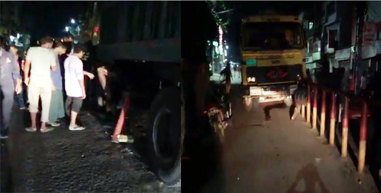নগরীতে উল্টোপথের মোটরসাইকেল বাঁচাতে ট্রাক দুর্ঘটনার কবলে