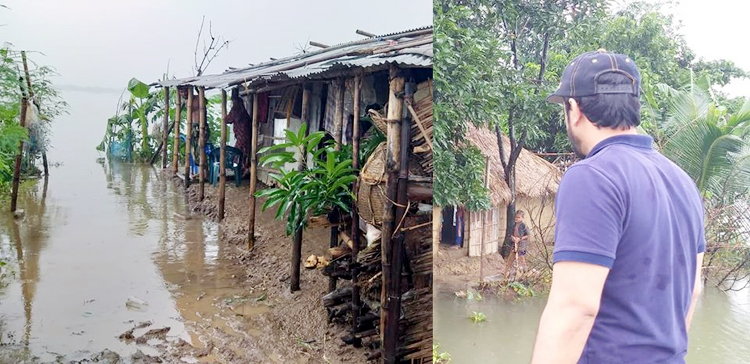 গোয়াইনঘাটে বন্যায় কবলিত মানুষের পাশে ইউপি চেয়ারম্যান শাহাবুদ্দিন