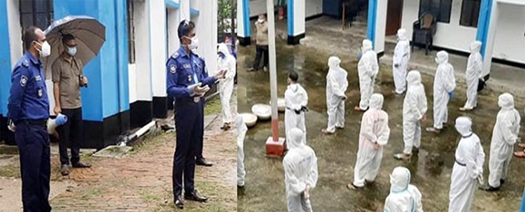 করোনা আক্রান্ত পুলিশ সদস্যদের জন্য উপহার নিয়ে বিশ্বনাথ থানায় পুলিশ সুপার