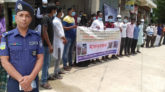 ওসি রাশেদুজ্জামানের অপসারন দাবিতে মানববন্ধন