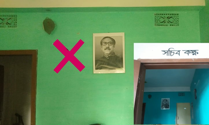 গোয়াইনঘাটে ডৌবাড়ী ইউপি সচিবের কক্ষে নেই প্রধানমন্ত্রীর ছবি