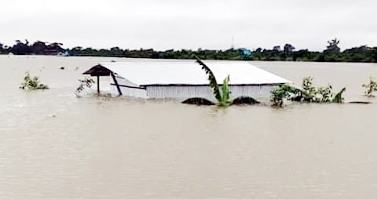 গোয়াইনঘাটে বন্যার পরিস্থিতি আরও অবনতি: ডুবছে বসত ঘর, পানিবন্দী হচ্ছে মানুষ