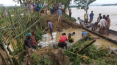 কানাইঘাটে সুরমা ও লোভায় পাহাড়ি ঢল কুওরঘড়িতে সুরমা ডাইকে ভাঙ্গন