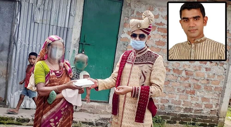 বিশ্বনাথে বিয়েতে আনুষ্ঠানিকতা না করে অসহাদের মাঝে খাবার বিতরণ করলেন সংগঠক নাঈম