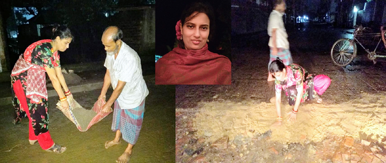 সিলেটে রাতে রাস্তা মেরামতে ফারমিস আক্তার