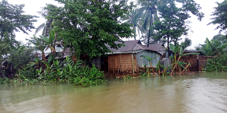 জৈন্তাপুরে ৪র্থ দফায় বন্যায় জনজীবন বিচ্ছিন্ন, তলিয়ে গেছে গ্রামীন জনপদের রাস্তাগুলো