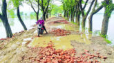 বন্যায় গোয়াইনঘাটের রাস্তা, এ যেন মৃত্যুকূপ