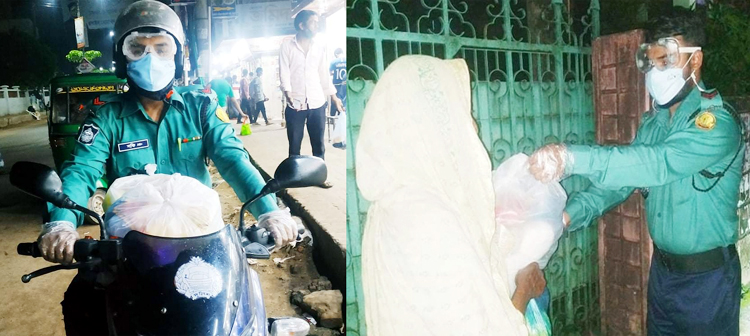 ডিউটি শেষ হলেই খাবার নিয়ে বেরিয়ে পড়েন ‘মানবতার ফেরিওয়ালা’ পুলিশ সদস্য সফি