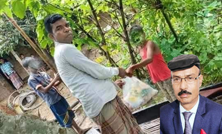 পানি বন্ধি মানুষের মাঝে হাকিম চৌধুরীর খাদ্য সামগ্রী বিতরন অব্যাহত