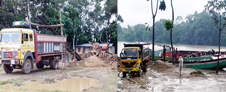 এবার দক্ষিণ সুরমার শ্রীরামপুর বাইপাসে চলছে অবৈধ পাথর বাণিজ্য