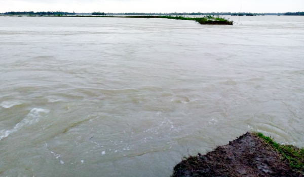 কানাইঘাট বোবারেট হাওর বেড়িবাঁধে ভয়াবহ ভাঙন, আশপাশ এলাকা প্লাবিত