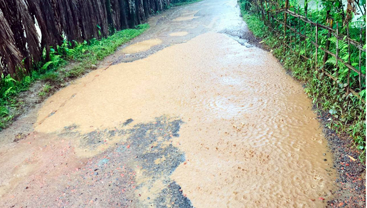 কানাইঘাট সুরইঘাট-বড়বন্দ সড়কের বেহাল অবস্থা, পাথরবাহী ট্রাক চলাচল বন্ধের দাবি