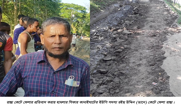 সরকারি রাস্তা কেটে ফেলার প্রতিবাদ করায় কানাইঘাটে ইউপি সদস্যের উপর হামলা