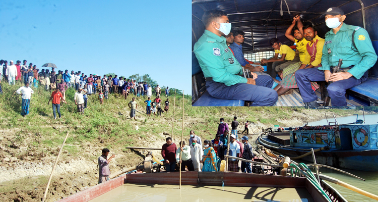চেঙ্গেরখাল থেকে অবৈধভাবে বালু উত্তোলনের দায়ে আটক ৮