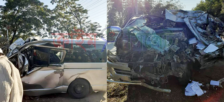 সিলেট-তামাবিল সড়কে ট্রাক-মাইক্রোবাস সংঘর্ষে পর্যটক নিহত, আহত ৯
