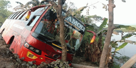 ট্রাক-শ্যামলীর মুখোমুখি সংঘর্ষ : বৈদ্যুতিক খুঁটি রক্ষা করলো ৫০ জন যাত্রীর প্রাণ