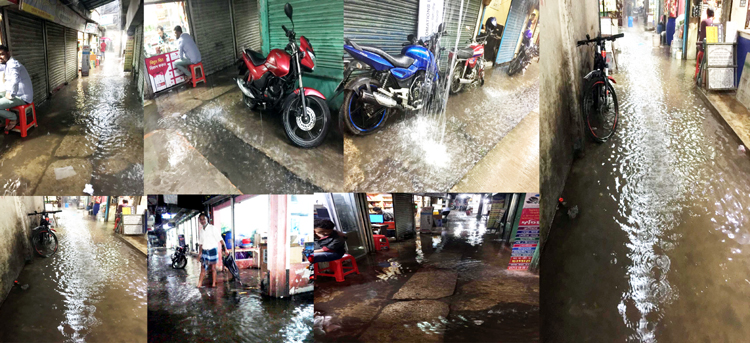 বৃষ্টি হলেই সুরমা মার্কেটের ভিতর জমে হাঁটু পানি