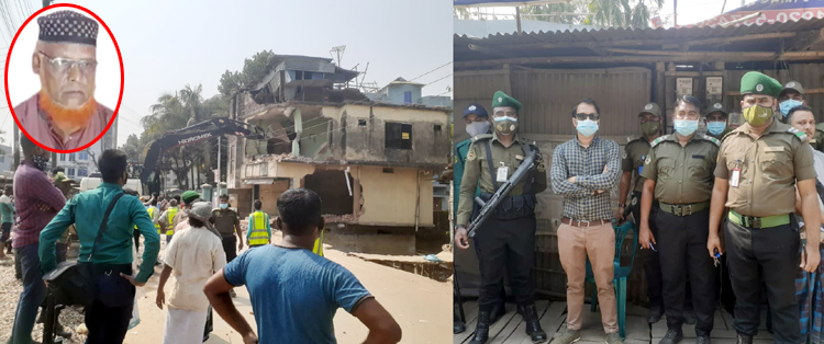 নগরীর চালিবন্দরে ভূমিদস্যু মজলাইয়ের দখলে থাকা অবৈধ বিল্ডিং উচ্ছেদ