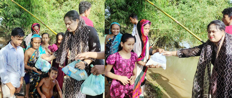 বন্যায় বিপদগ্রস্থ মানুষের পাশে নারী উদ্যোক্তা স্বপ্না বেগম