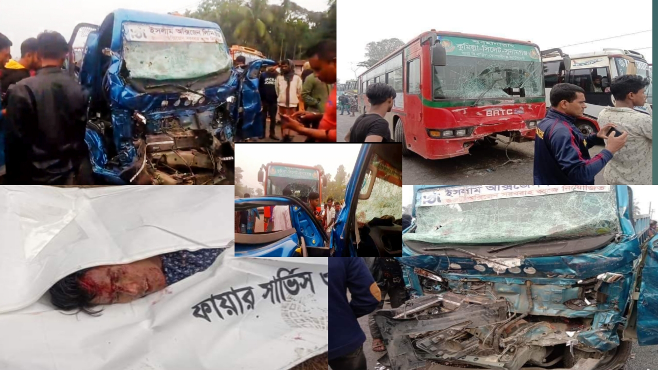 রশিদপুরে বাস-পিকআপের মুখোমুখি সংঘর্ষে নিহত-১