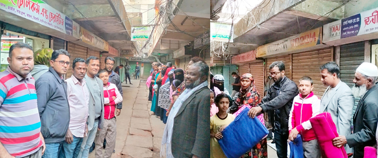 শীতার্তদের মাঝে সিলেটের ব্যবসায়ী খোকন ইসলামের কম্বল ও শীতবস্ত্র বিতরণ অব্যাহত