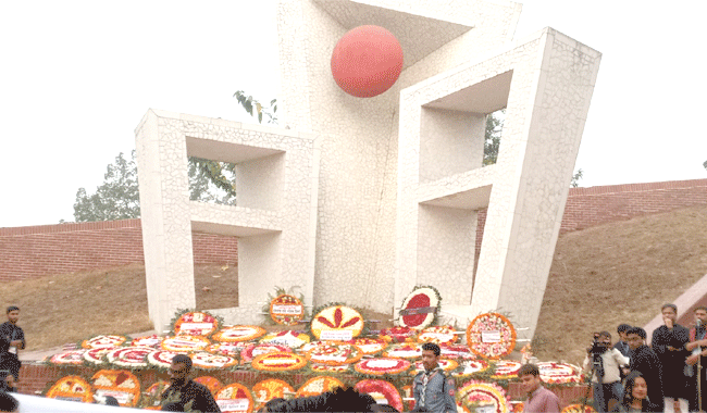 সিলেটবাসী শহীদদের স্মরণ করেছে শ্রদ্ধার অর্ঘে