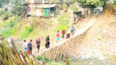 ধর্মপাশায় বাঁশের চাটাইয়ে চলছে সেতু পারাপার: নির্মাণে নেই পদক্ষেপ!