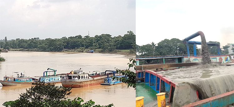 গোলাপগঞ্জে সুরমা নদীতে অপরিকল্পিত ড্রেজিং, হুমকির মুখে মাদ্রাসা-এতিমখানা!