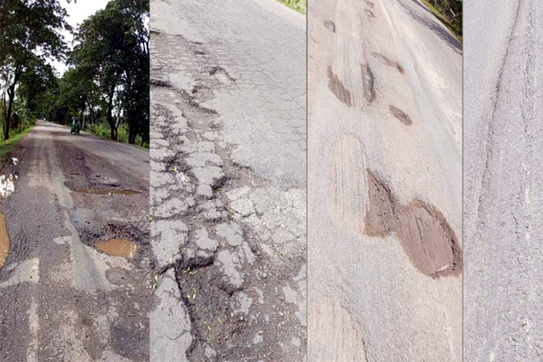 সিলেট-তামাবিল মহাসড়কে গর্ত : দুর্ঘটনার ঝুঁকি