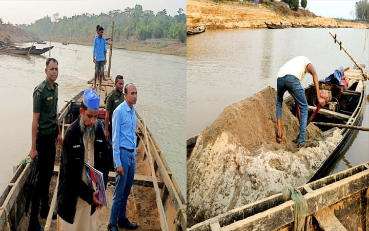 জৈন্তাপুরে ফসিল জমি ধ্বংস করে বালু উত্তোলনের বিরুদ্ধে প্রশাসনের অভিযান