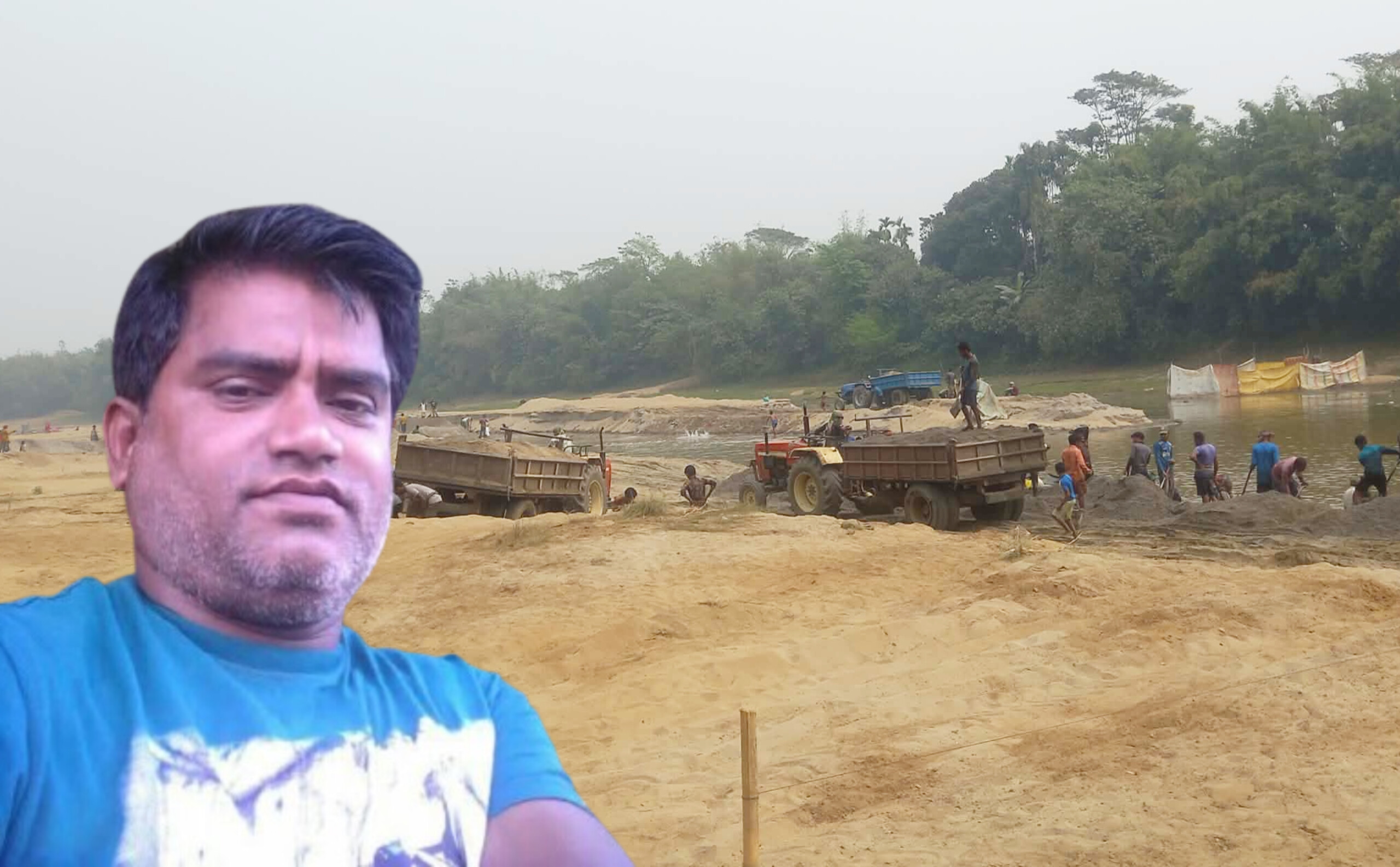 গোয়াইনঘাটে ঢালাপার নদী থেকে অবৈধ বালু উত্তোলন : স্বপনের বিরুদ্ধে পুলিশের নামে চাঁদাবাজির অভিযোগ